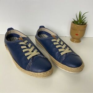 SALE. Navy Blue Leather Espadrille Sneakers size 38